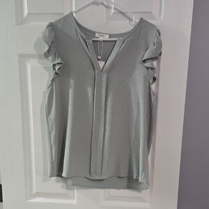 Mine Light Gray Ruffle Sleeve Blouse